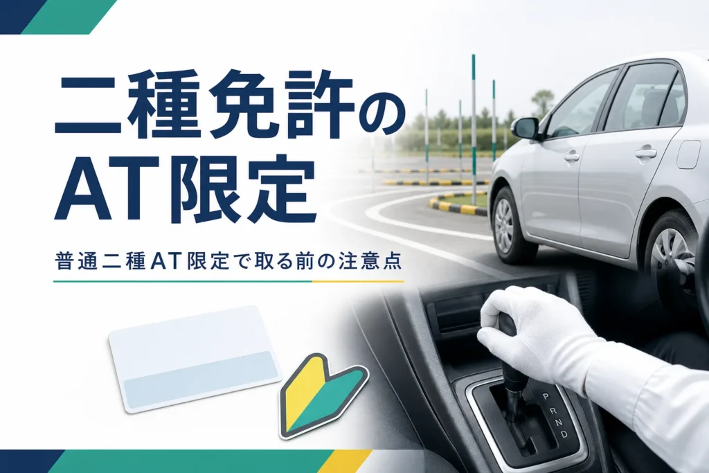 二種免許にAT限定があるかと、普通二種AT限定で取る前の注意点を紹介する記事のアイキャッチ