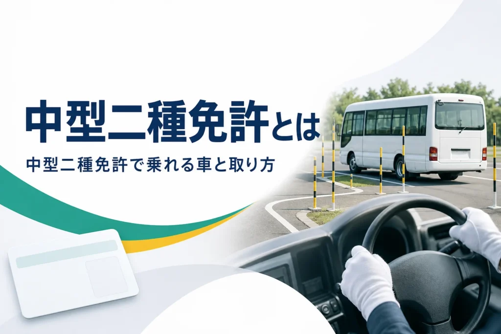 中型二種免許で乗れる車と、大型二種との比べ方・取り方を紹介する記事のアイキャッチ