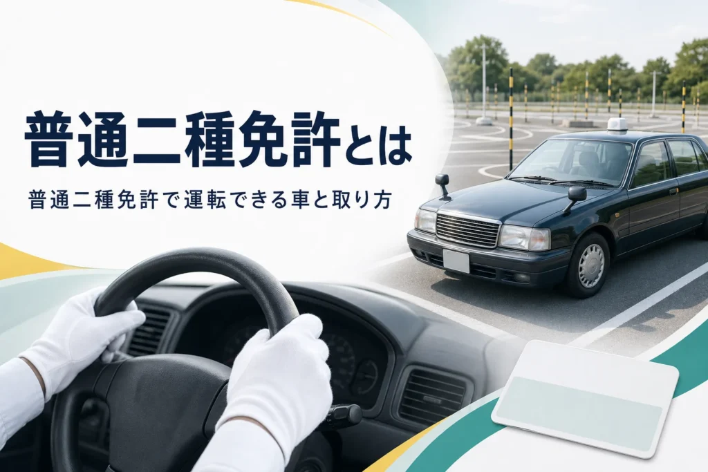 普通二種免許で運転できる車と、受験資格・取り方を紹介する記事のアイキャッチ