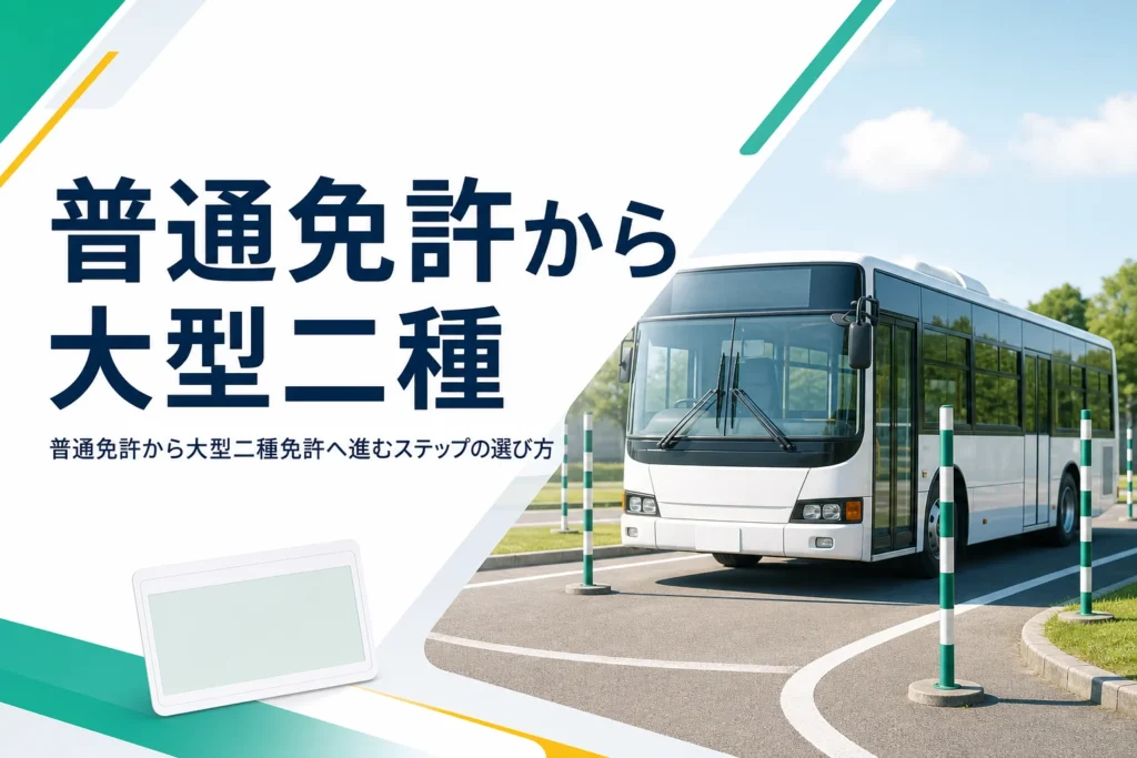 普通免許から大型二種免許へ進むルートの選び方を紹介する記事のアイキャッチ