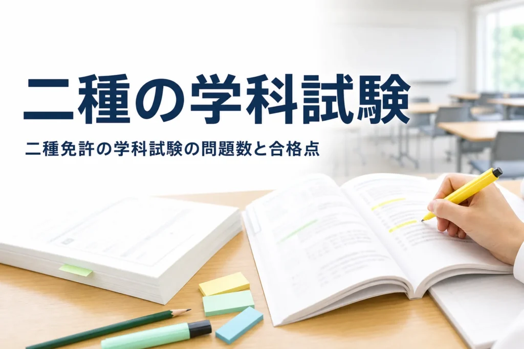 二種免許の学科試験の問題数・合格点と、一種との違い、勉強の順番を紹介する記事のアイキャッチ