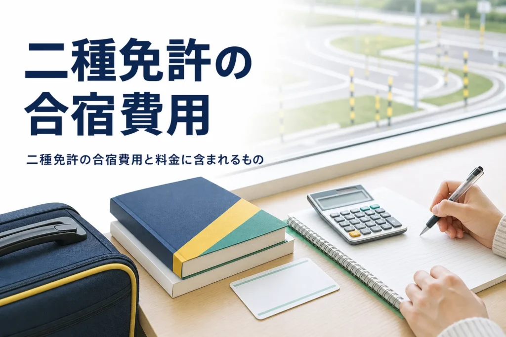 二種免許の合宿費用を、料金に含まれるものと時期による違いに分けて紹介する記事のアイキャッチ