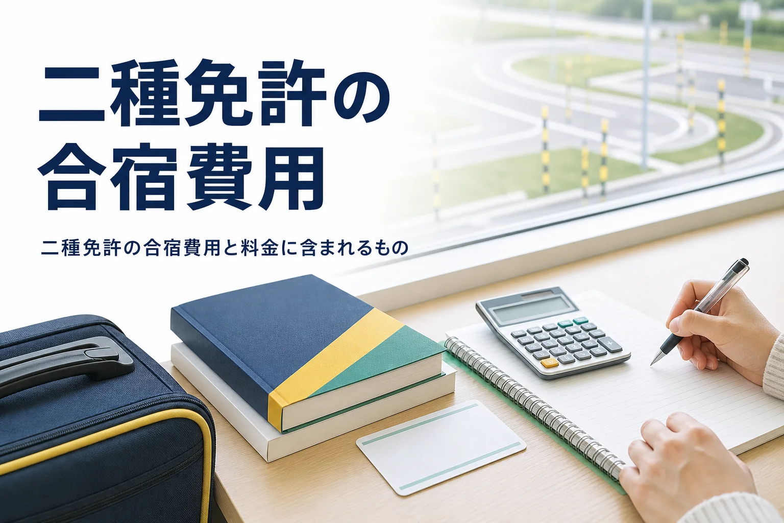 二種免許の合宿費用を、料金に含まれるものと時期による違いに分けて紹介する記事のアイキャッチ