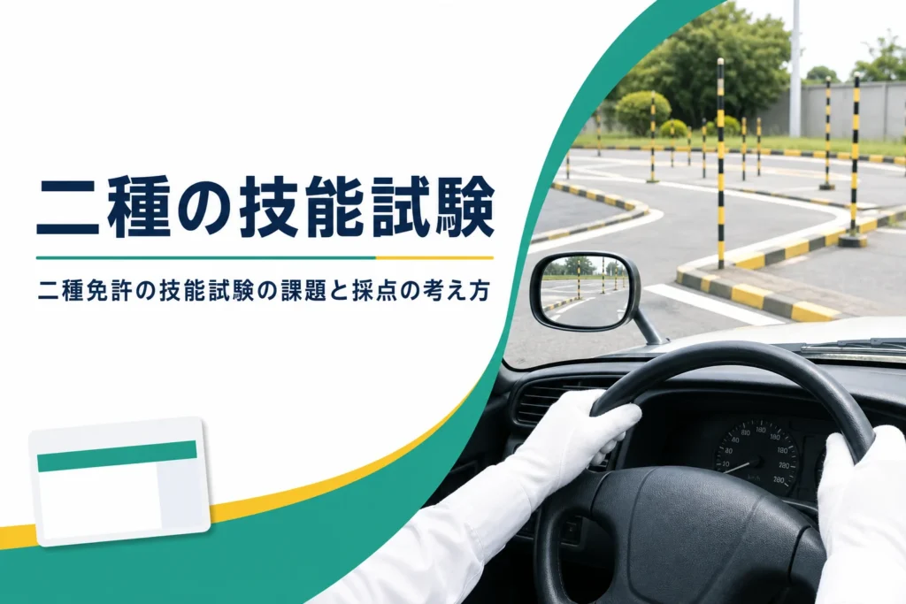 二種免許の技能試験の課題と、合格基準80パーセントの考え方を紹介する記事のアイキャッチ