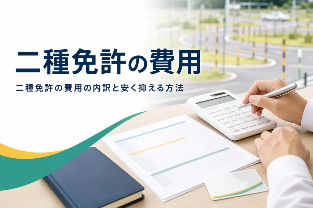 二種免許の費用の内訳と、種類別・取り方別の違い、安く抑える方法を紹介する記事のアイキャッチ