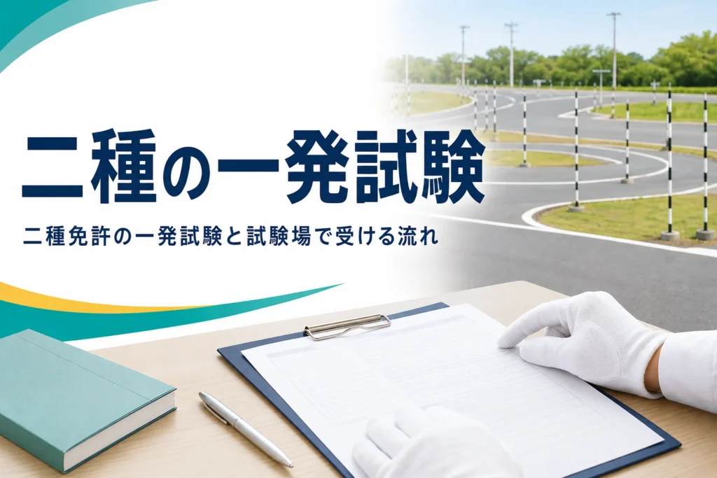 二種免許を試験場の一発試験で受ける時の流れと取得時講習を紹介する記事のアイキャッチ