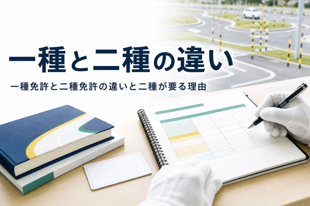 一種免許と二種免許の違いを、運べるもの・受験資格・試験・仕事で比べる記事のアイキャッチ