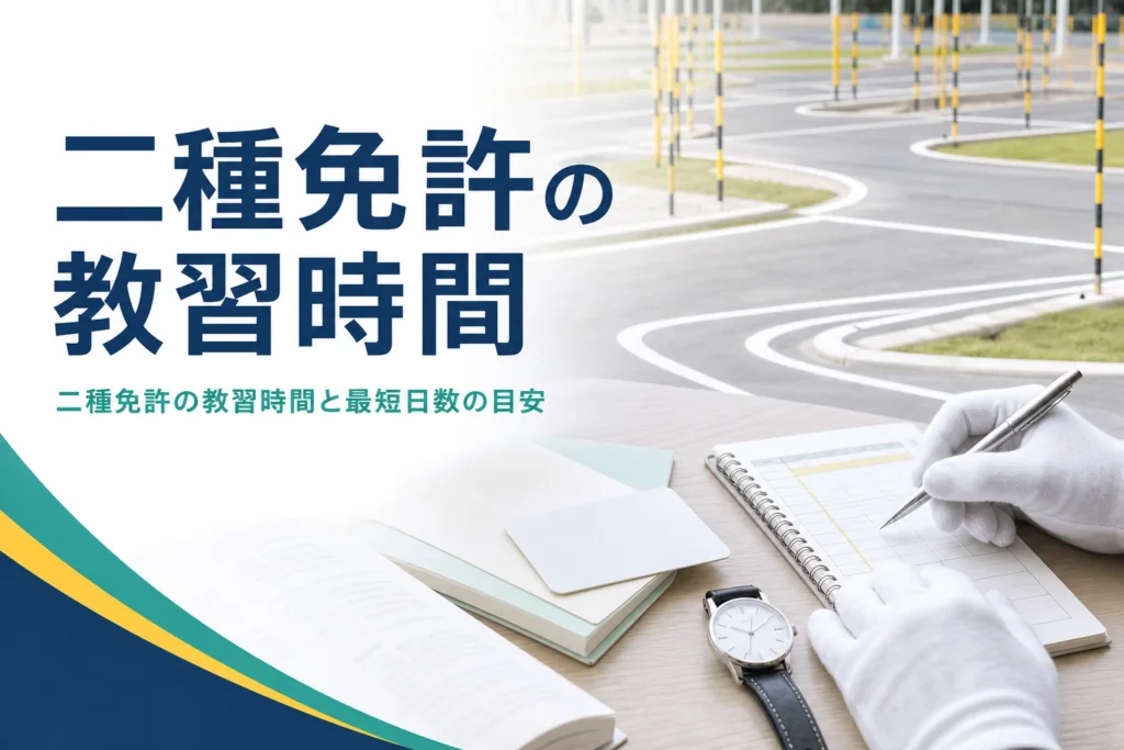 二種免許の教習時間を、持っている免許別の時限と1日の上限から計算した最短日数で紹介する記事のアイキャッチ