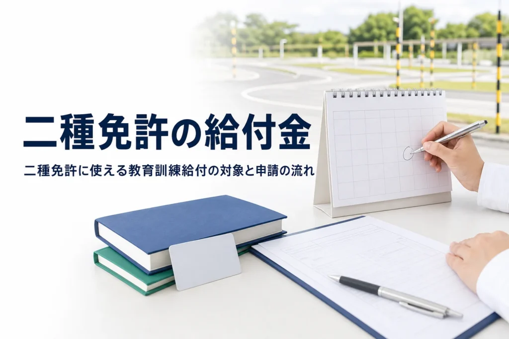 二種免許に使える教育訓練給付の対象講座と申請の流れを紹介する記事のアイキャッチ