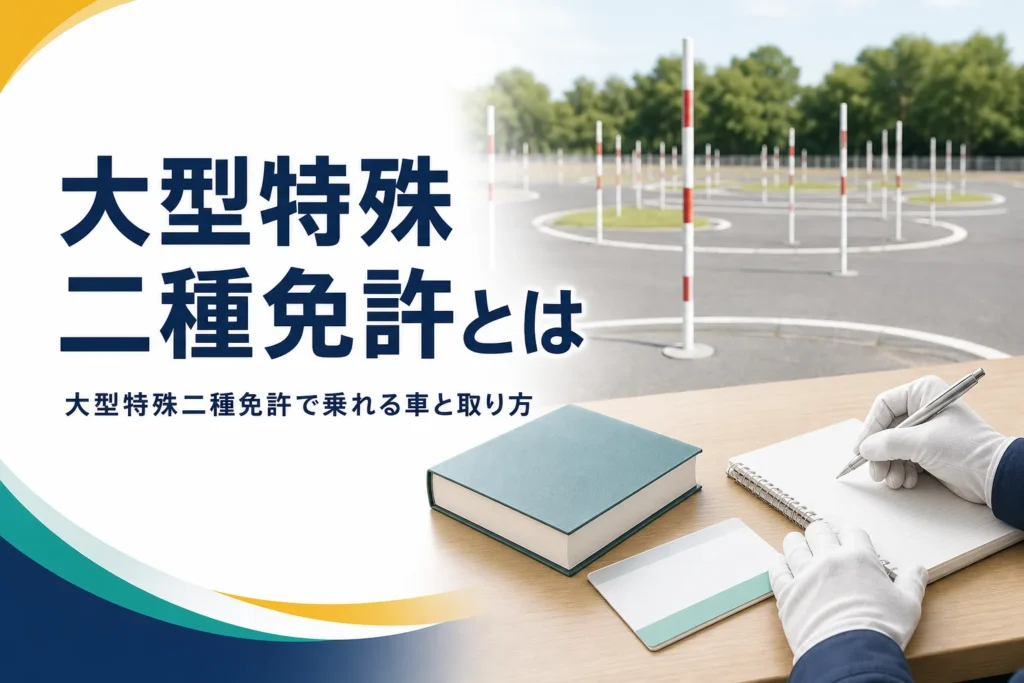 大型特殊二種免許で乗れる車と取り方を紹介する記事のアイキャッチ