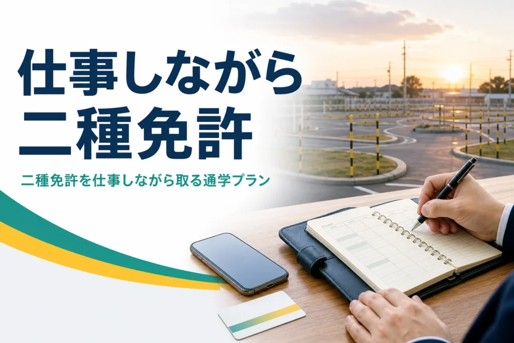 二種免許を仕事しながら取るための通学プランの組み方を紹介する記事のアイキャッチ