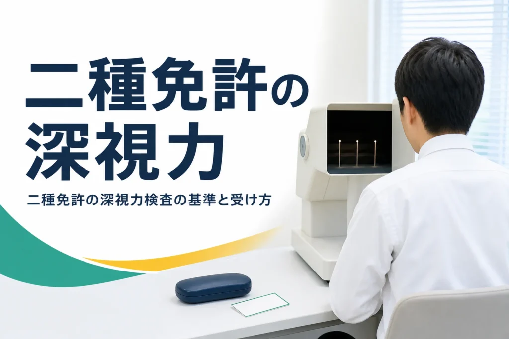二種免許の深視力検査の基準と、検査の受け方を紹介する記事のアイキャッチ