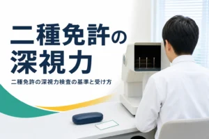 二種免許の深視力検査の基準と、検査の受け方を紹介する記事のアイキャッチ